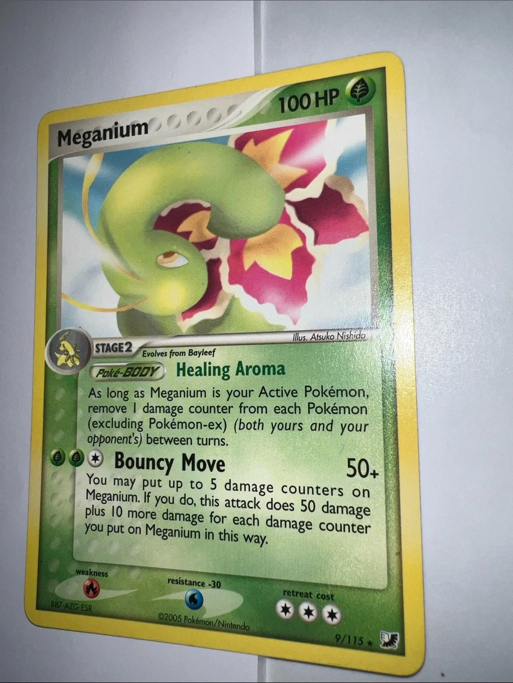 Pokemon Meganium Card - Green and Yellow